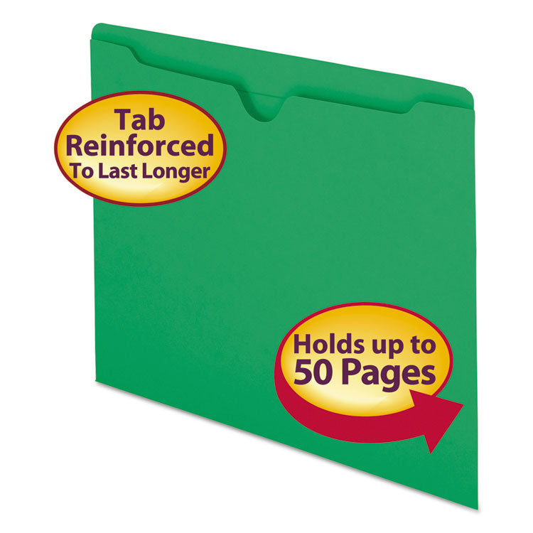 Smead - Colored File Jackets with Reinforced Double-Ply Tab, Straight Tab, Letter Size, Green, 100/Box