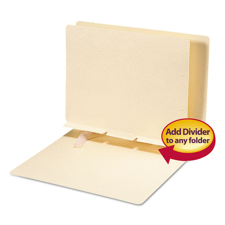 Smead - Self-Adhesive Folder Dividers for Top/End Tab Folders, Prepunched for Fasteners, Letter Size, Manila, 100/Box