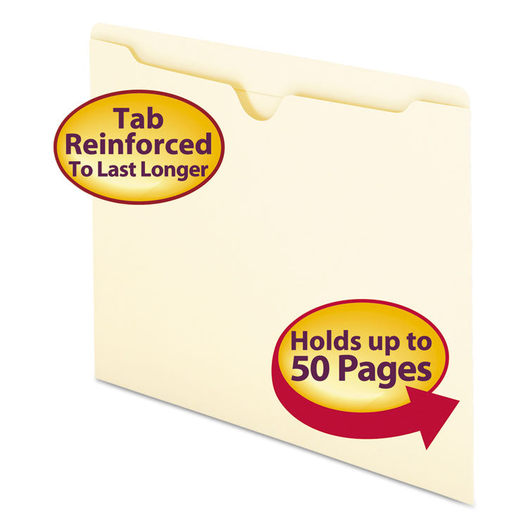 Smead - Manila File Jackets, 2-Ply Straight Tab, Letter Size, Manila, 100/Box