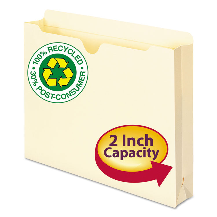 Smead - 100% Recycled Top Tab File Jackets, Straight Tab, Letter Size, Manila, 50/Box