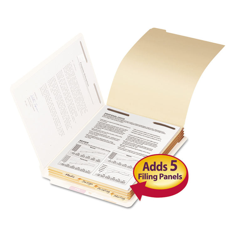 Smead - Stackable Folder Dividers with Fasteners, 1/5-Cut End Tab, Letter Size, Manila, 50/Pack