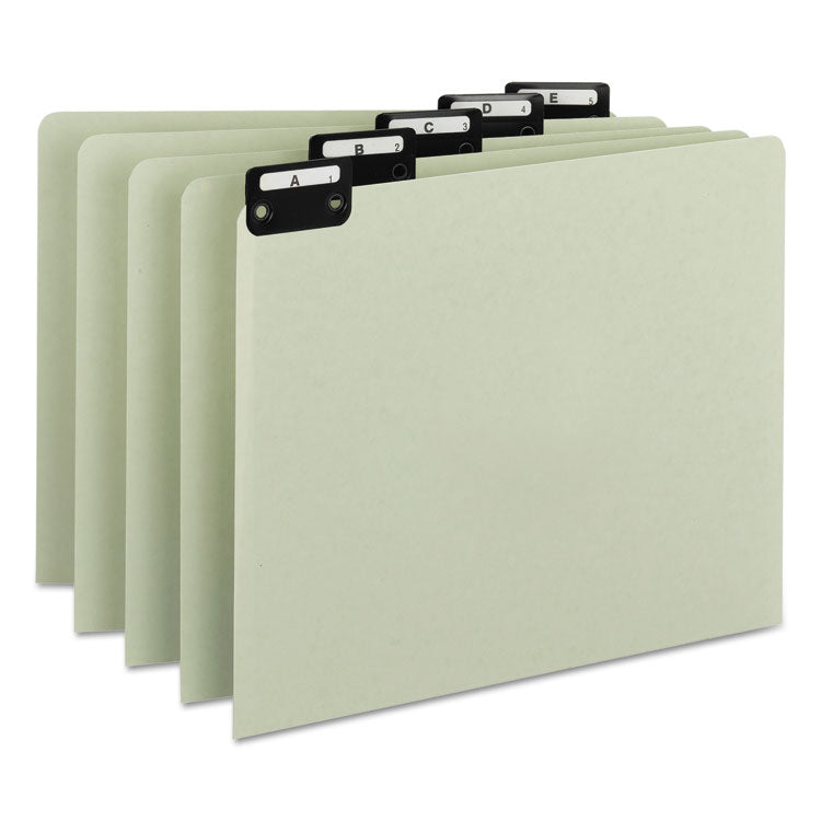 Smead - Alphabetic Top Tab Indexed File Guide Set, 1/5-Cut Top Tab, A to Z, 8.5 x 11, Green, 25/Set