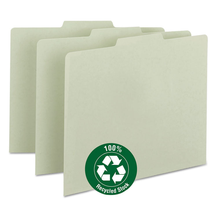 Smead - Recycled Blank Top Tab File Guides, 1/3-Cut Top Tab, Blank, 8.5 x 11, Green, 100/Box