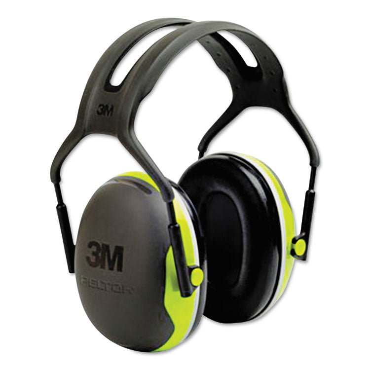 3M - PELTOR X Series Earmuffs, Model X4A, 27 dB NRR, Black/Chartreuse