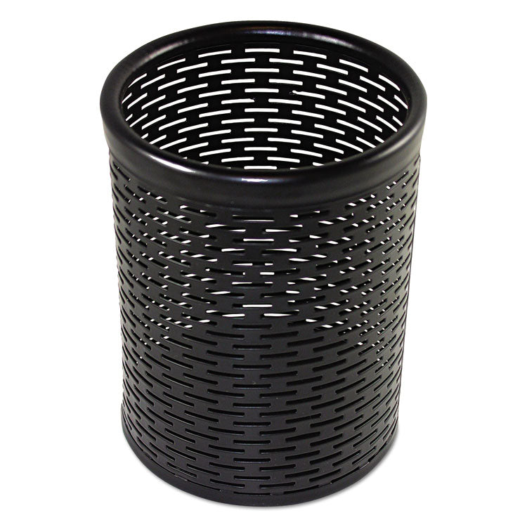 Artistic - Urban Collection Punched Metal Pencil Cup, 3.5" Diameter x 4.5"h, Black