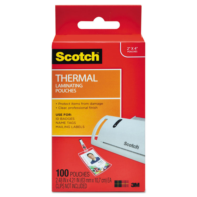 Scotch - Laminating Pouches, 5 mil, 2.25" x 4.25", Gloss Clear, 100/Pack