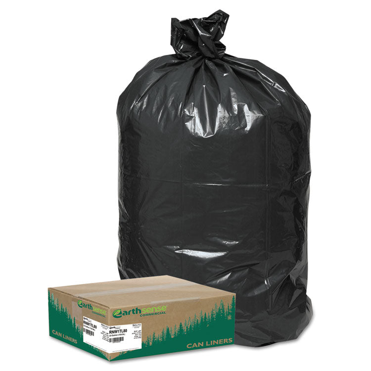 Earthsense Commercial - Linear Low Density Large Trash and Yard Bags, 33 gal, 0.9 mil, 32.5" x 40", Black, 80/Carton