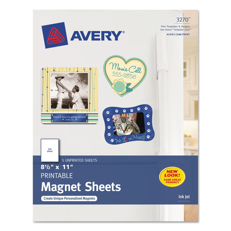 Avery - Printable Magnet Sheets, 8.5 x 11, White, 5/Pack