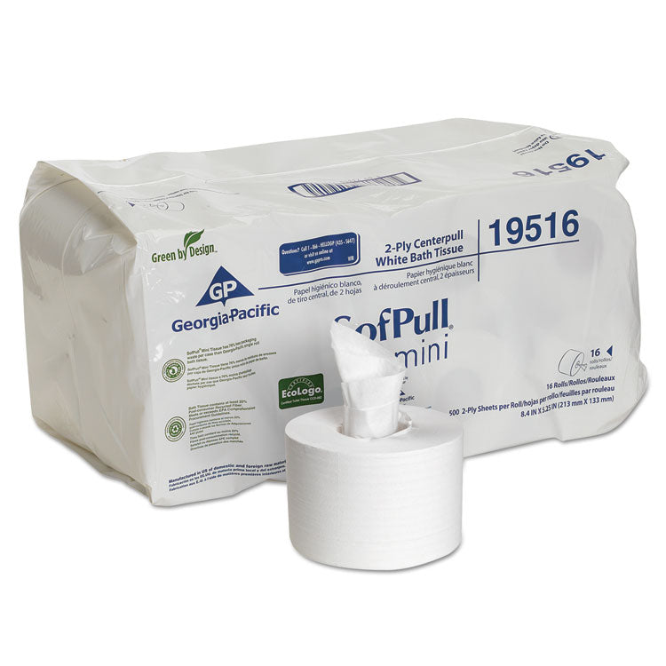 Georgia Pacific Professional - SofPull Mini Centerpull Bath Tissue, Septic Safe, 2-Ply, White, 500 Sheets/Roll, 16 Rolls/Carton