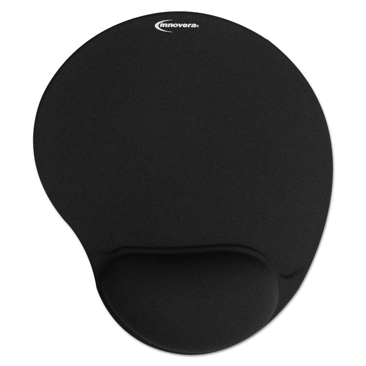 Innovera - Mouse Pad with Fabric-Covered Gel Wrist Rest, 10.37 x 8.87, Black