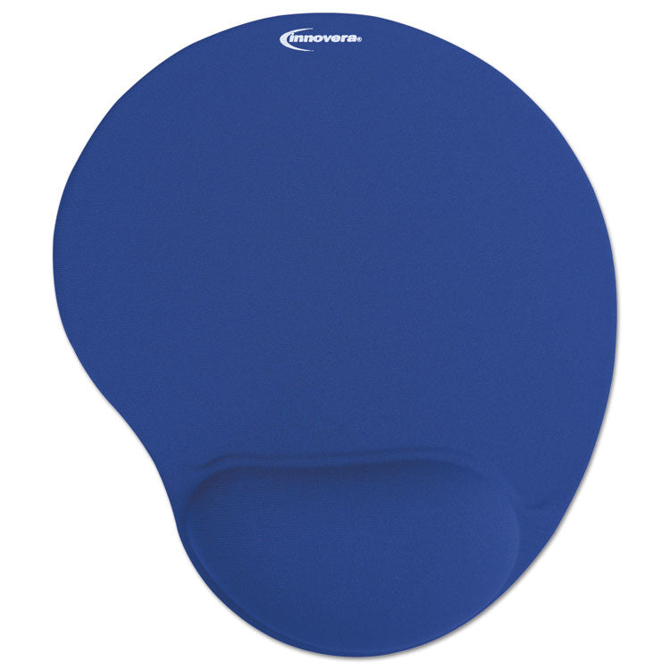 Innovera - Mouse Pad with Fabric-Covered Gel Wrist Rest, 10.37 x 8.87, Blue