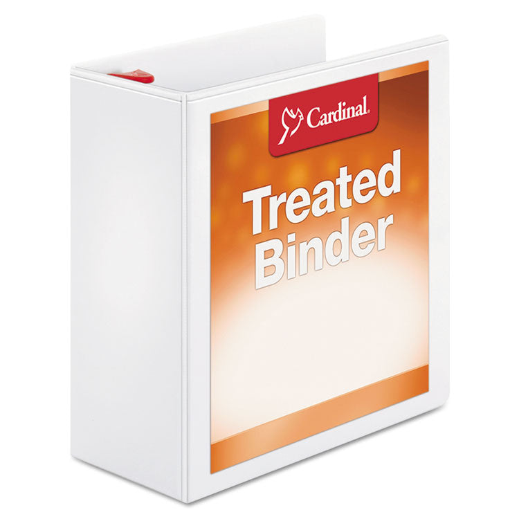 Cardinal - Treated ClearVue Locking Slant-D Ring Binder, 3 Rings, 4" Capacity, 11 x 8.5, White