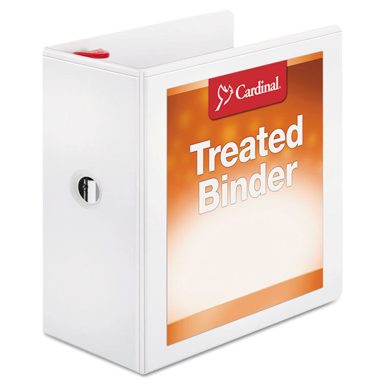 Cardinal - Treated ClearVue Locking Slant-D Ring Binder, 3 Rings, 5" Capacity, 11 x 8.5, White