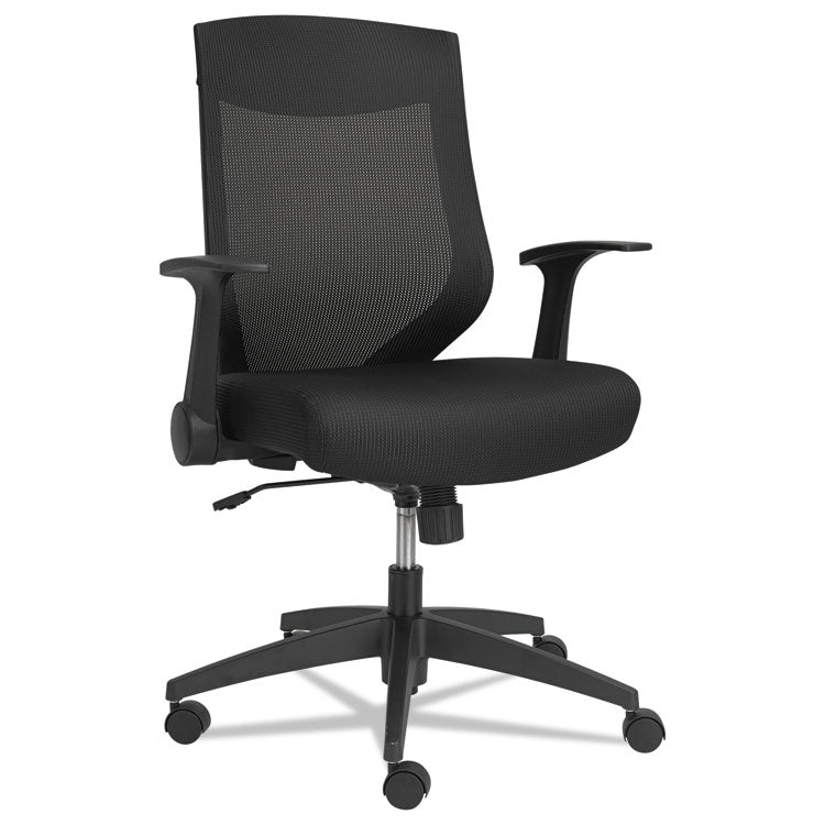 Alera - Alera EB-K Series Synchro Mid-Back Flip-Arm Mesh Chair, Supports Up to 275 lb, 18.5“ to 22.04" Seat Height, Black