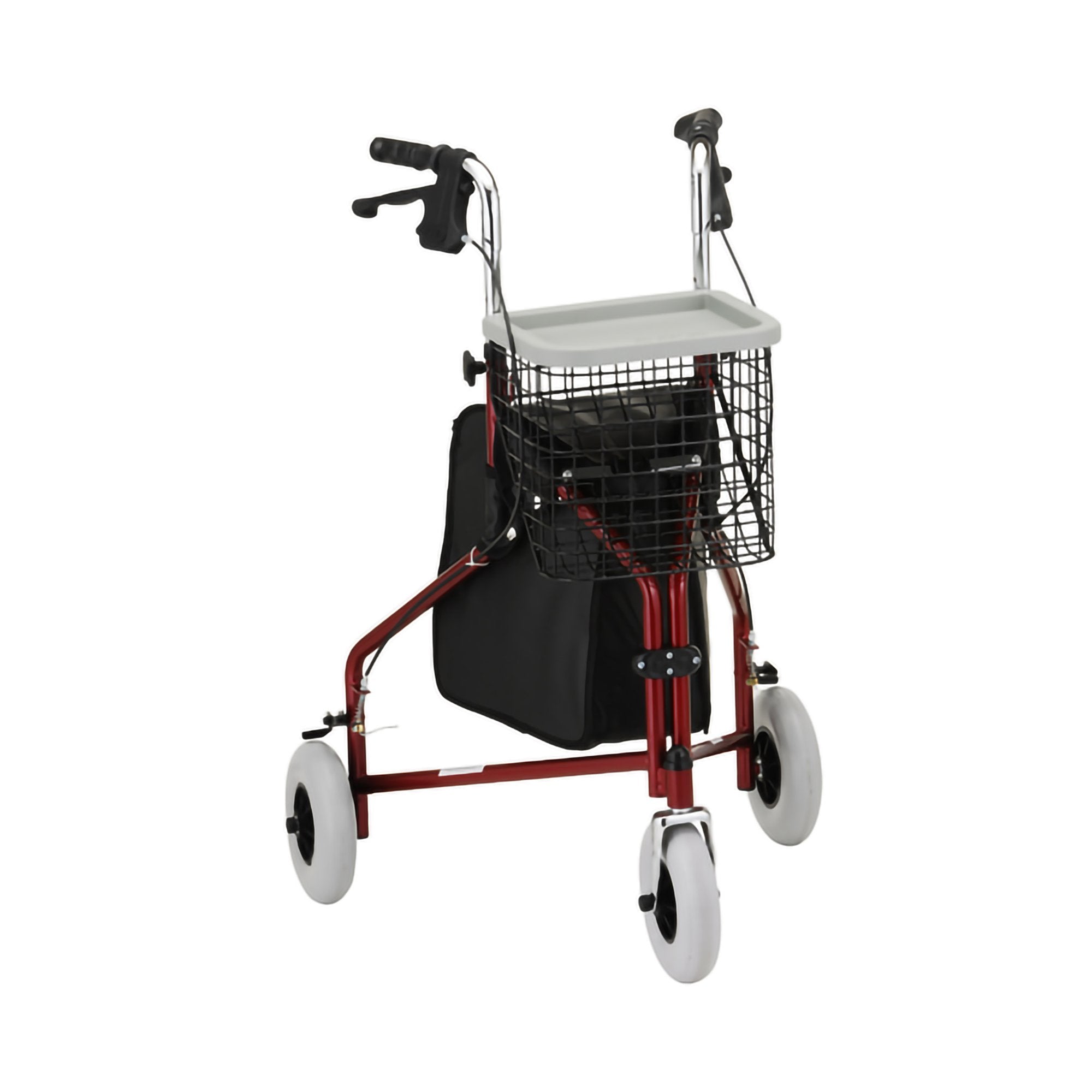 Nova Ortho-Med - 3 Wheel Rollator Traveler® Red Adjustable Height / Folding Aluminum Frame [1/EA]