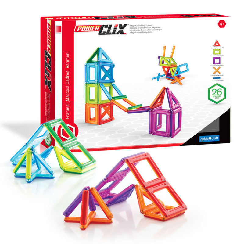 GUIDECRAFT - PowerClix® Frames, Magnetic Building Set, 26 Pieces