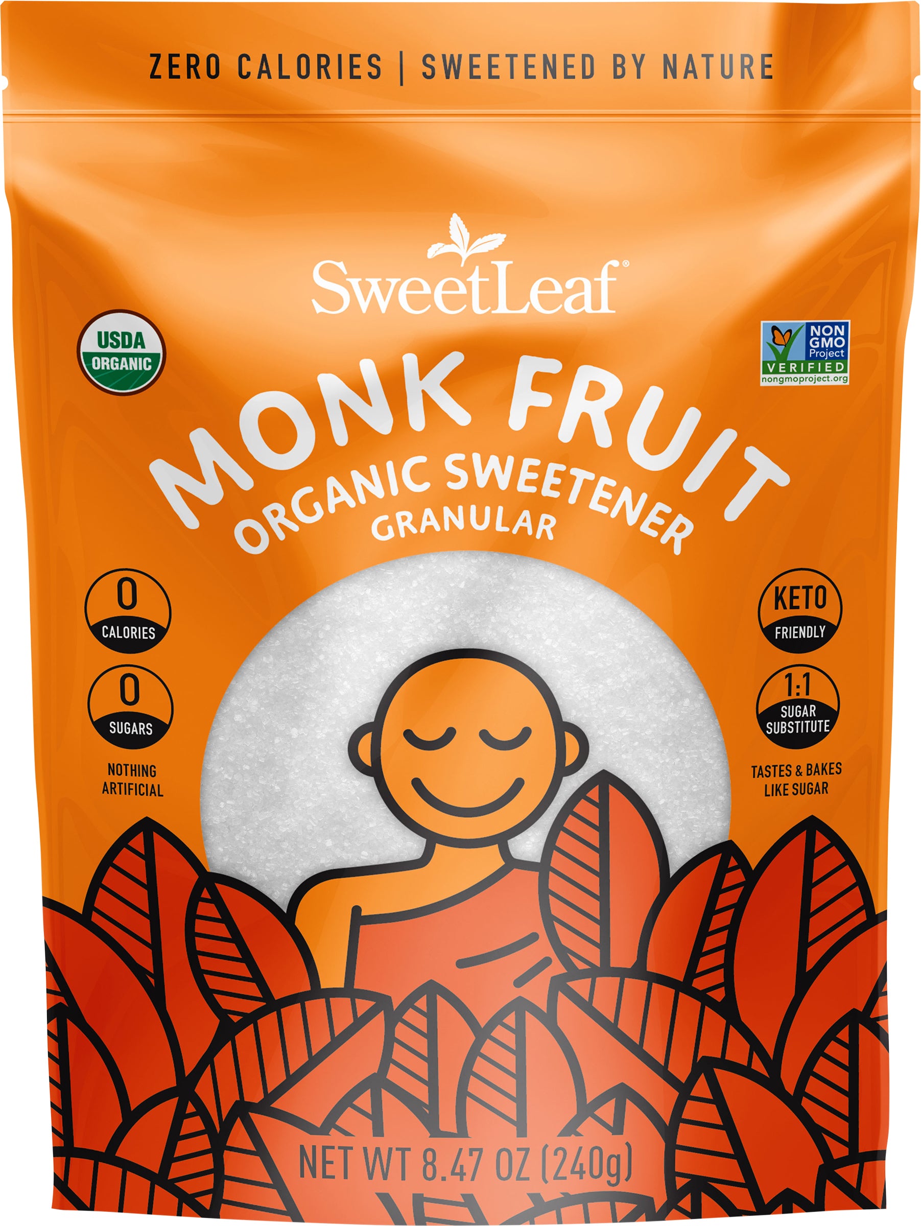 SweetLeaf Organic Monk Fruit Granular Sweetener 8.47 oz - Case of 1