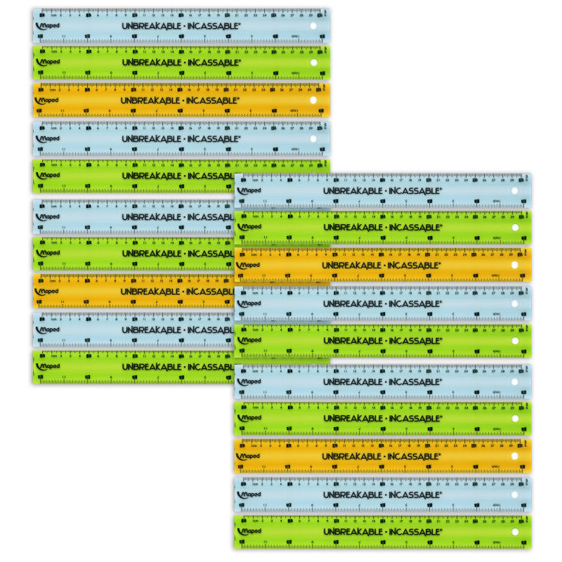 MAPED - Unbreakable Ruler 12" / 30cm, Pack of 20