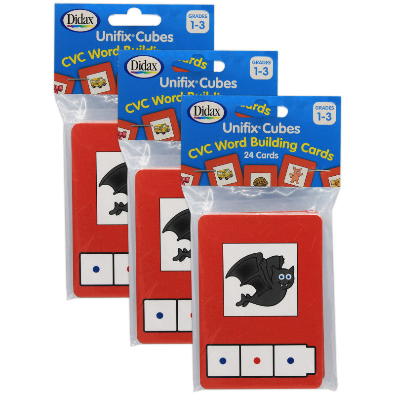 DIDAX - CVC Word Building Cards, 24 Cards Per Pack, 3 Packs