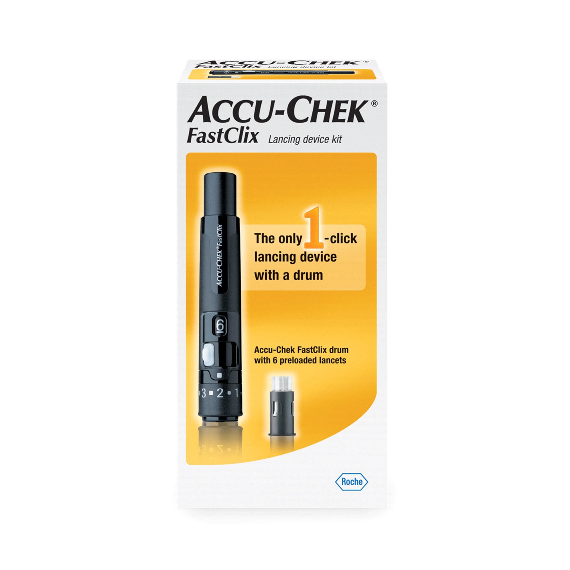 Roche Diabetes Care - Lancing Device Accu-Chek® Preloaded Safety Drum Push Button Activation Multiple Sites [1/BX]