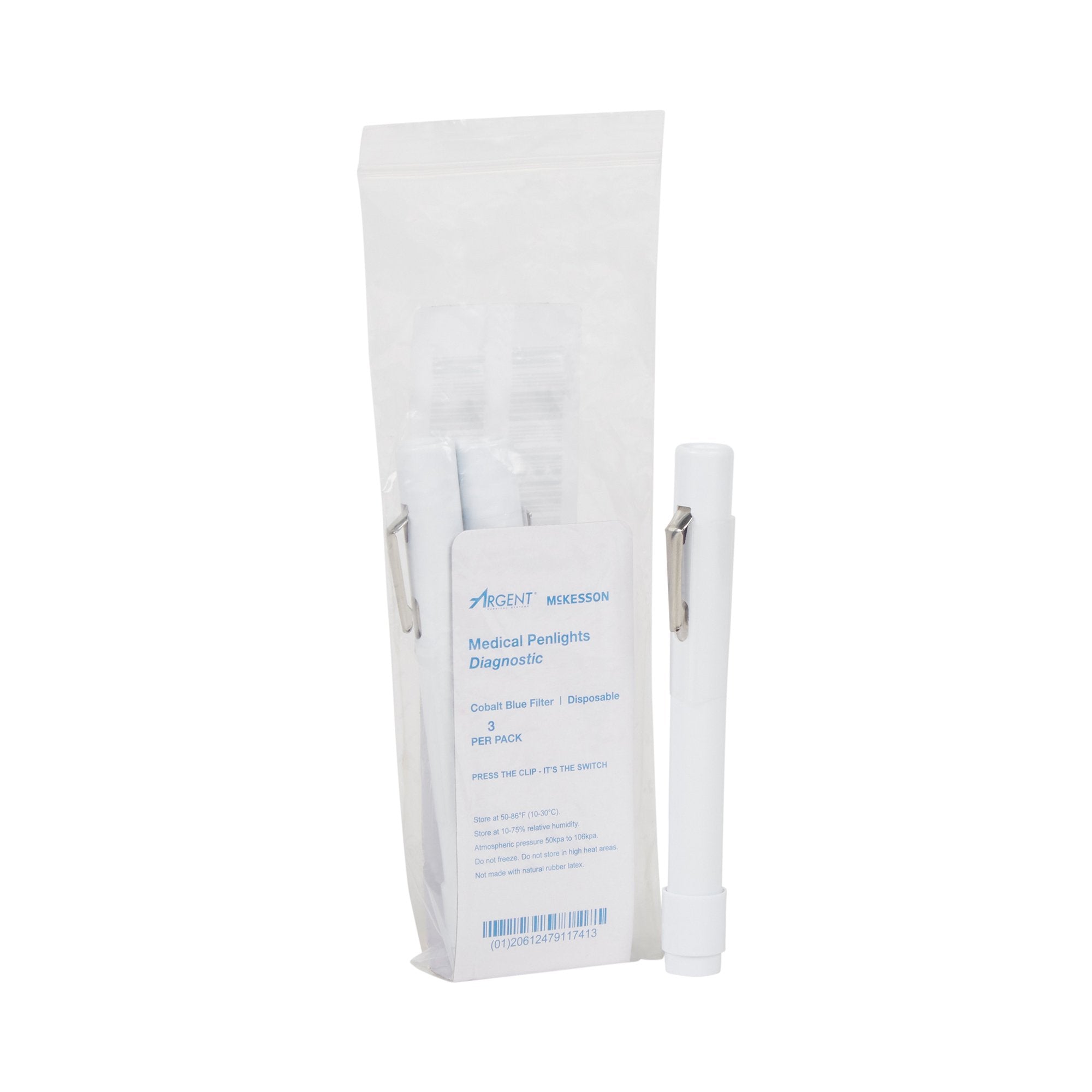 McKesson Brand - Penlight McKesson White Light with Cobalt Filters 4-1/2 Inch Disposable [3/PK]