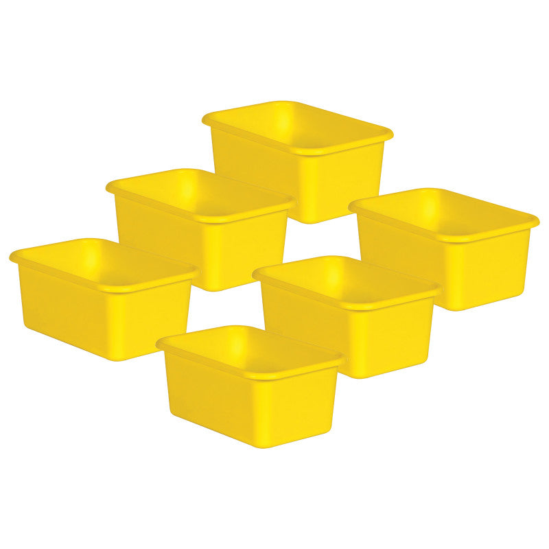 TEACHER CREATED RESOURCES - Yellow Small Plastic Storage Bin, Pack of 6