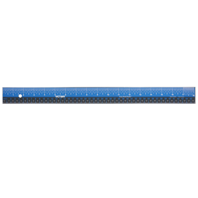 Easy Read™ Ruler, Stainless Steel, Blue/Black, 18"