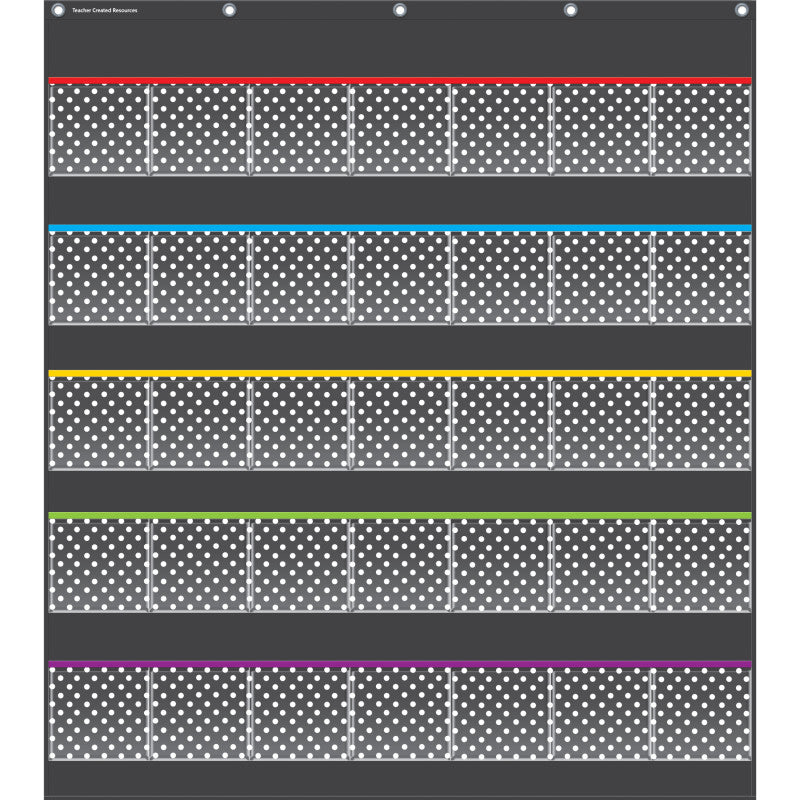 TEACHER CREATED RESOURCES - Black Polka Dots Storage Pocket Chart
