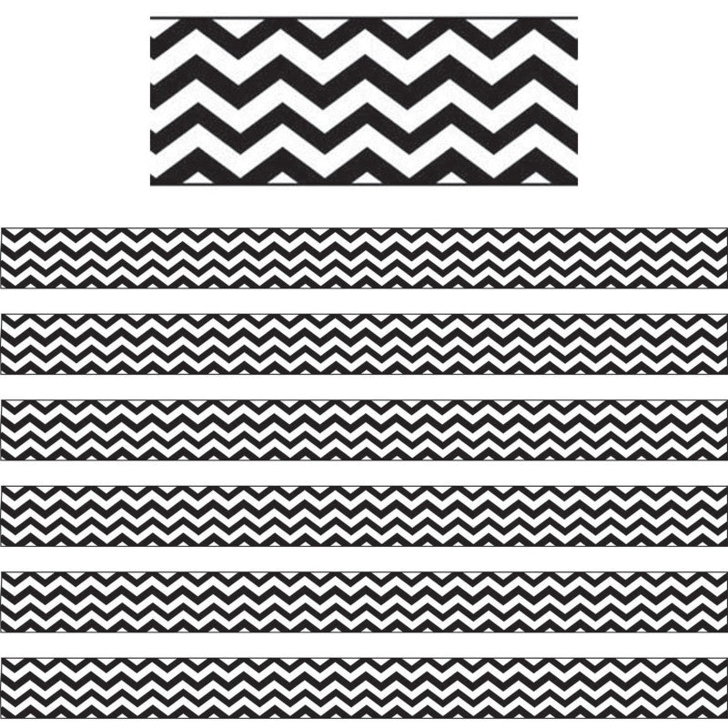 ASHLEY PRODUCTIONS - Magnetic Magi-Strips, Black Chevron, 12 Feet Per Pack, 6 Packs