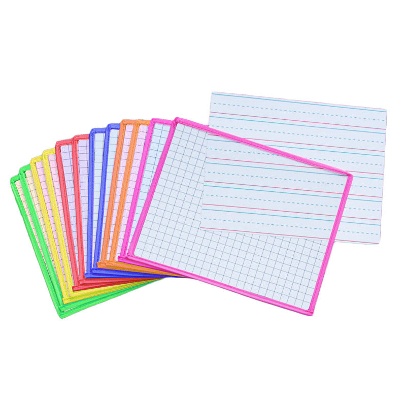 KLEENSLATE - Clear Dry Erase Sleeves, Assorted Colors, 12 Per Pack