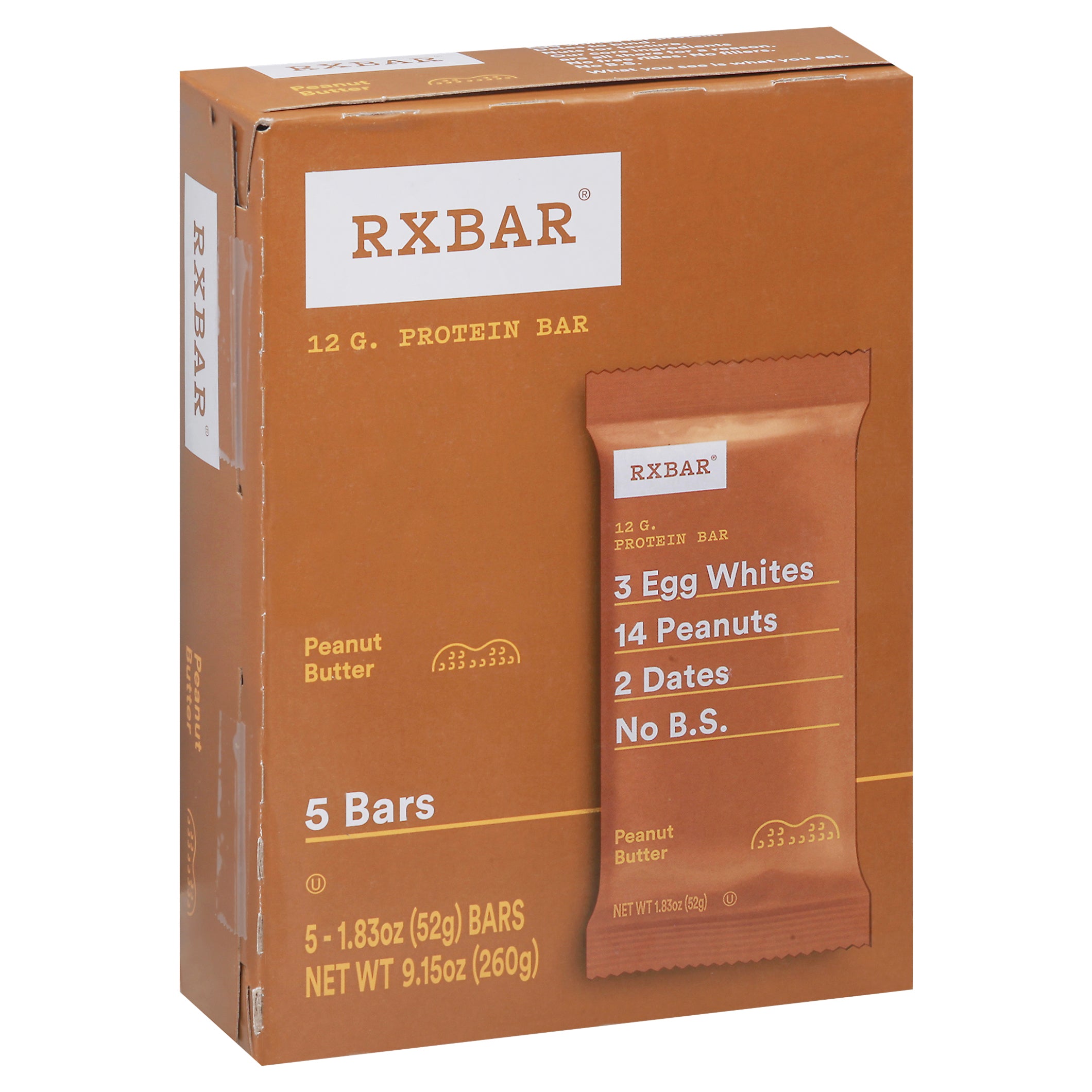 Rxbar Peanut Butter Protein Bars 5 - 1.83 oz Bars - Case of 6