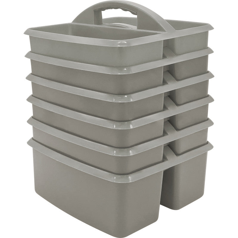 TEACHER CREATED RESOURCES - Gray Plastic Storage Caddy, Pack of 6