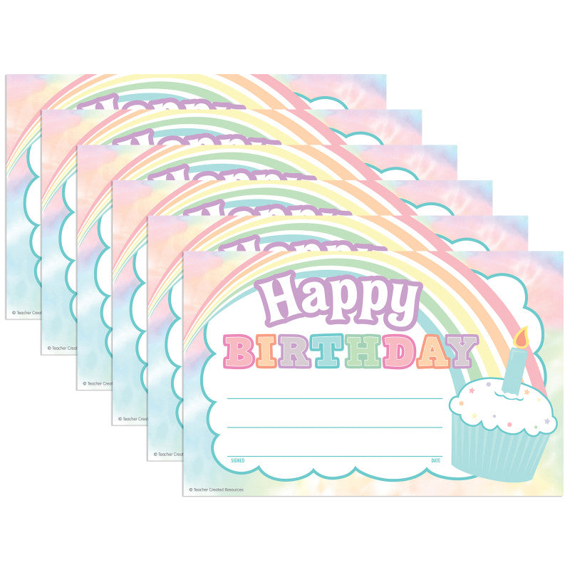 TEACHER CREATED RESOURCES - Pastel Pop Happy Birthday Awards, 25 Per Pack, 6 Packs