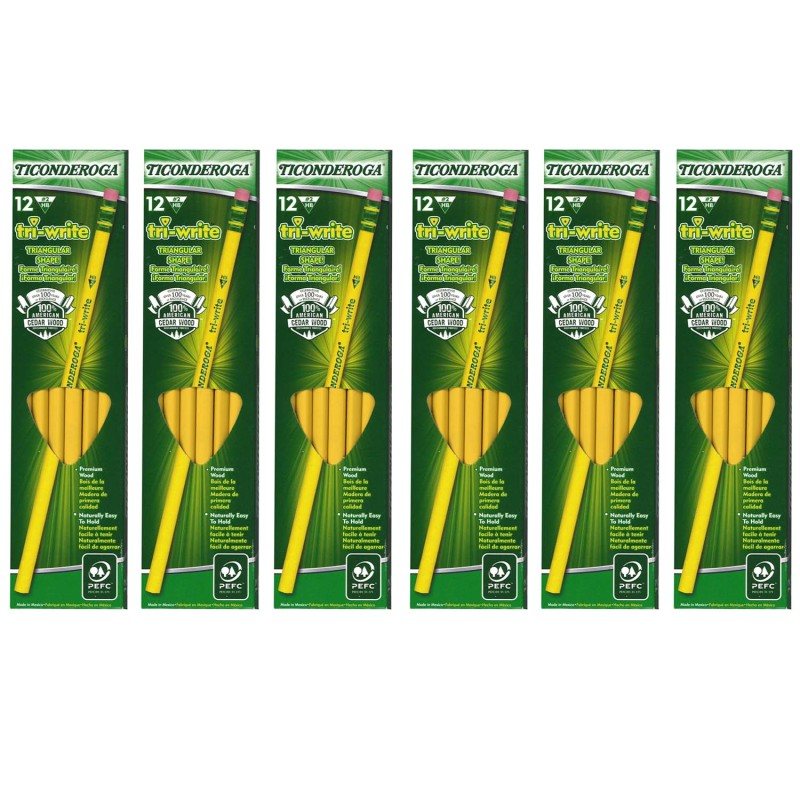 TICONDEROGA - tri-write™ Pencils, 12 Per Pack, 6 Packs