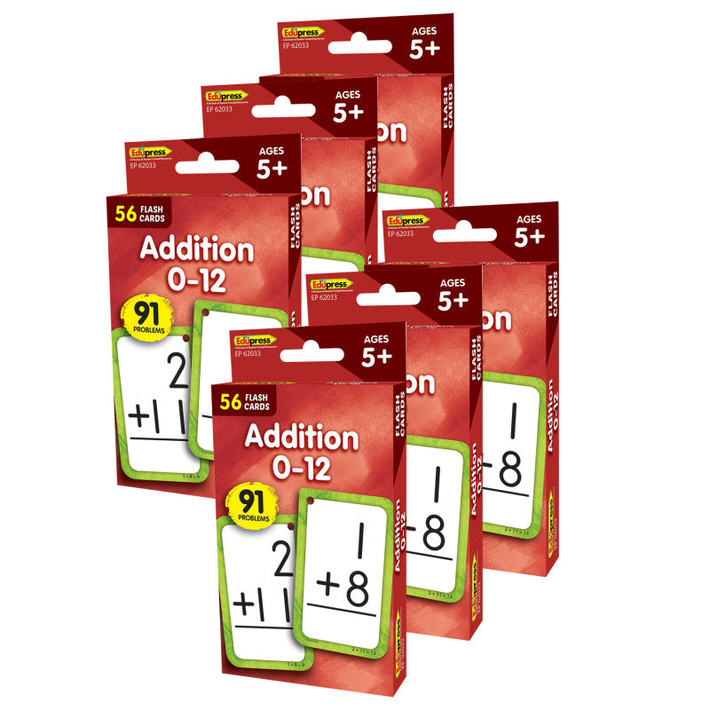 EDUPRESS - Addition 0-12 Flash Cards, 6 Packs (EP-62033-6)