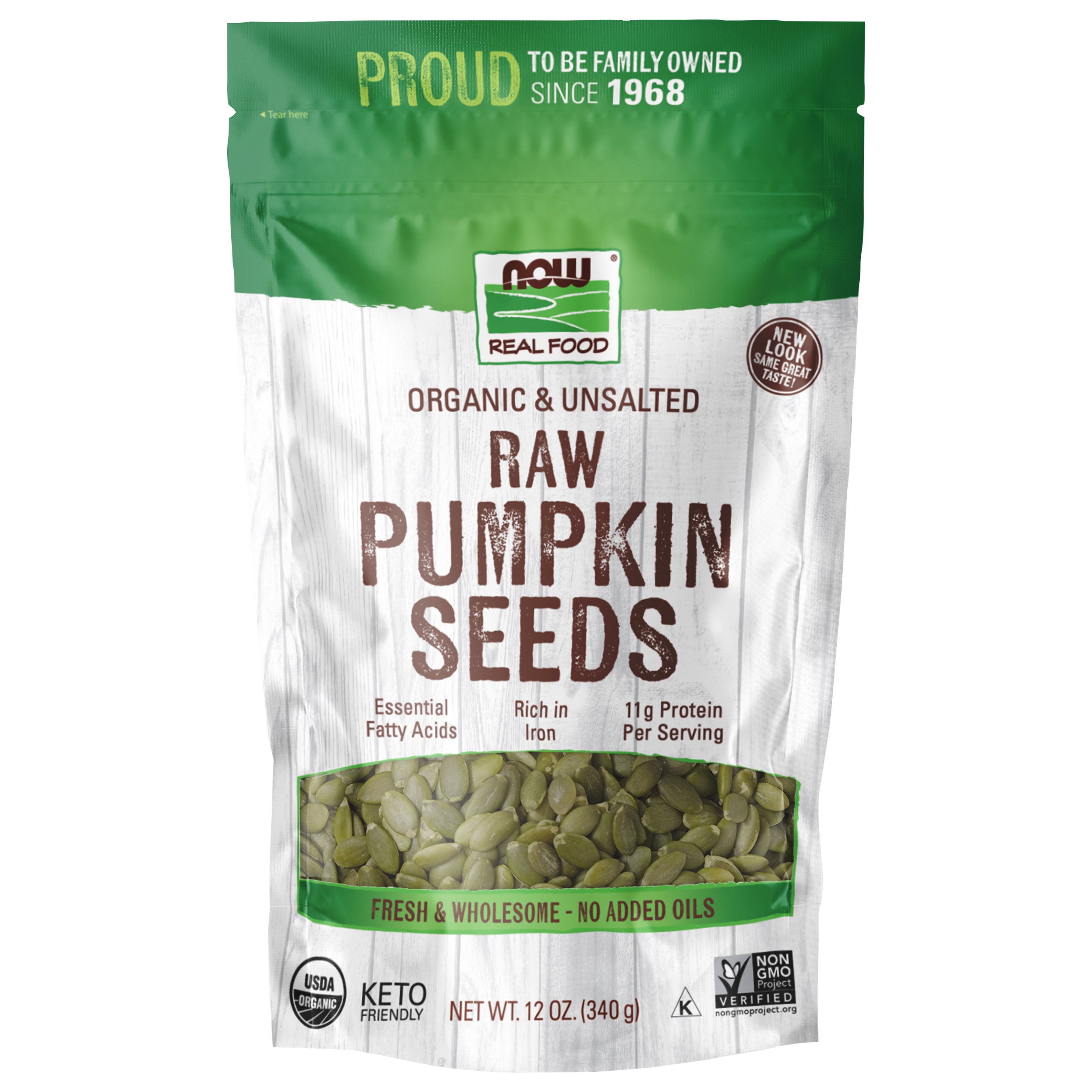 Pumpkin Seeds, Organic, Raw & Unsalted - 12 oz. - Case of 12