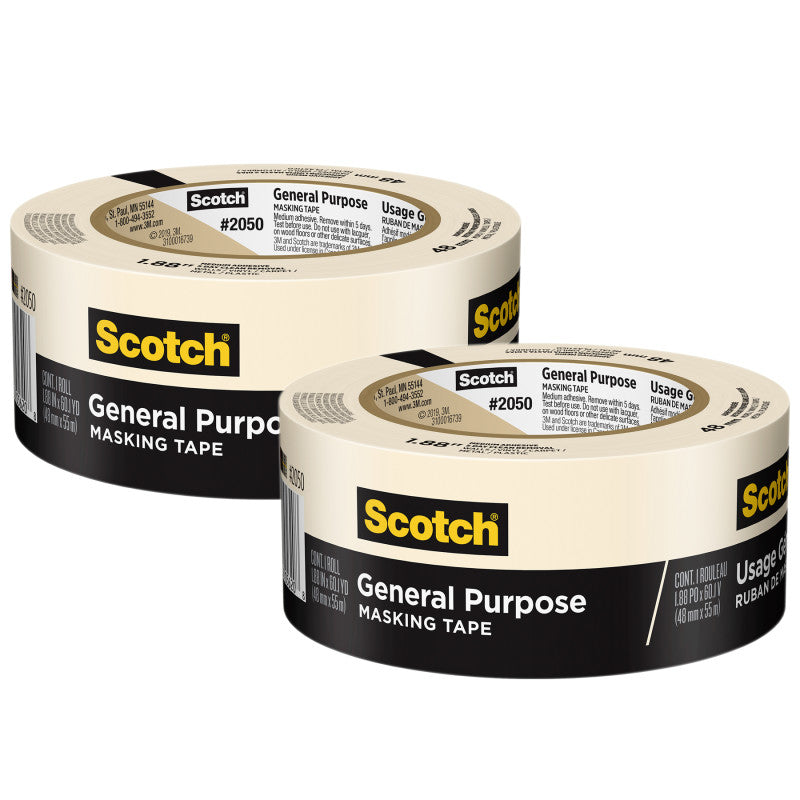 SCOTCH - General Purpose Masking Tape, 1.88 in x 60.1 yd (48mm x 55m), 2 Rolls