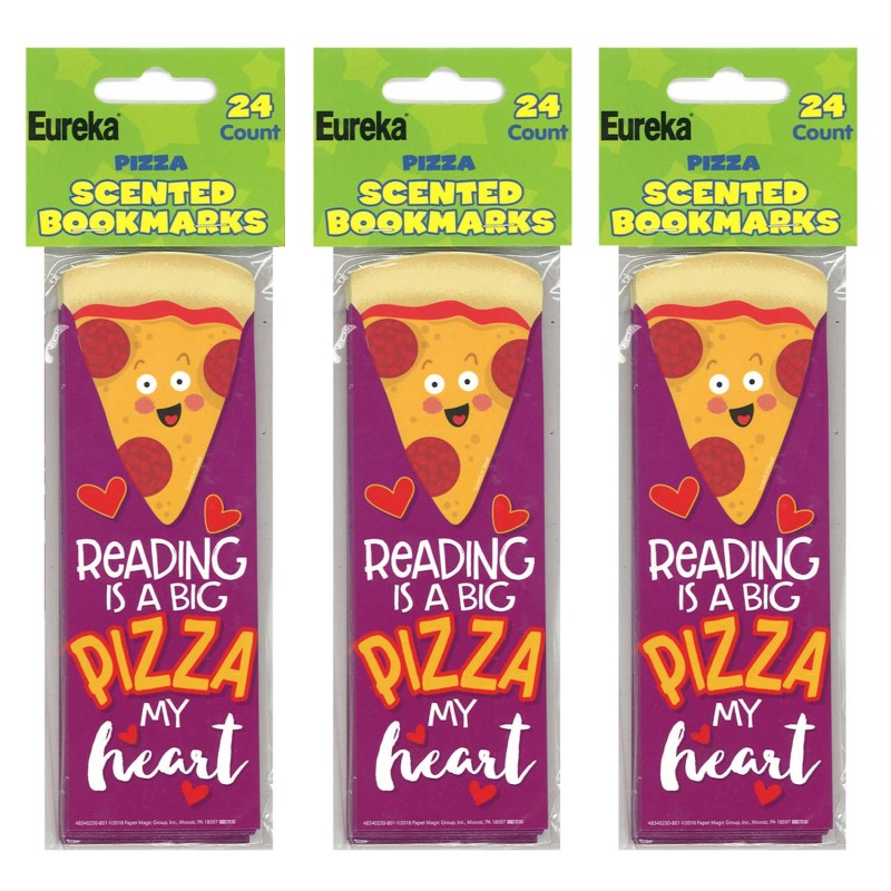 EUREKA - Pizza Scented Bookmarks, 24 Per Pack, 3 Packs