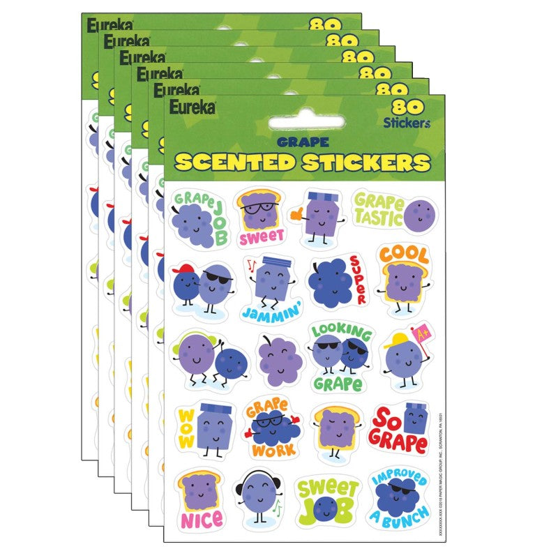 EUREKA - Grape Scented Stickers, 80 Per Pack, 6 Packs