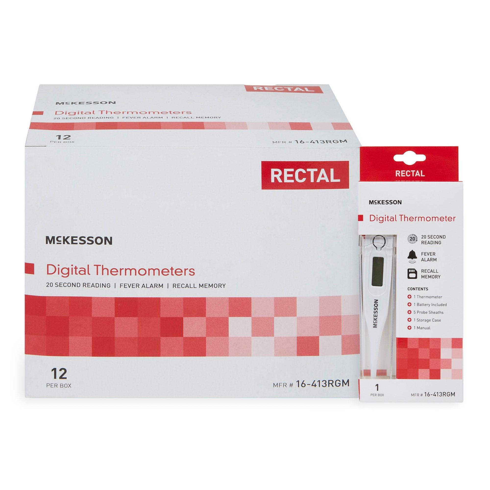 McKesson Brand - Digital Stick Thermometer McKesson Oral / Rectal / Axillary Probe Handheld [1/EA] (797158_EA)