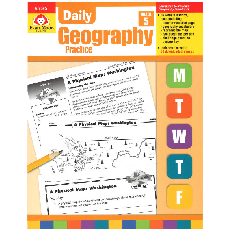 EVAN-MOOR - Daily Geography Practice Book, Teacher's Edition, Grade 5