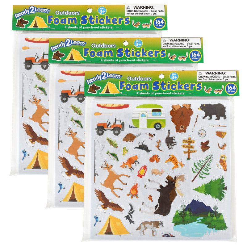 READY 2 LEARN - Foam Stickers - Outdoors - 164 Per Pack - 3 Packs