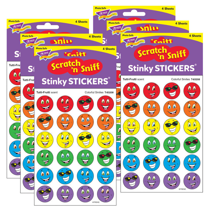 TREND - Colorful Smiles/Tutti-Frutti Stinky Stickers®, 96 Per Pack, 6 Packs