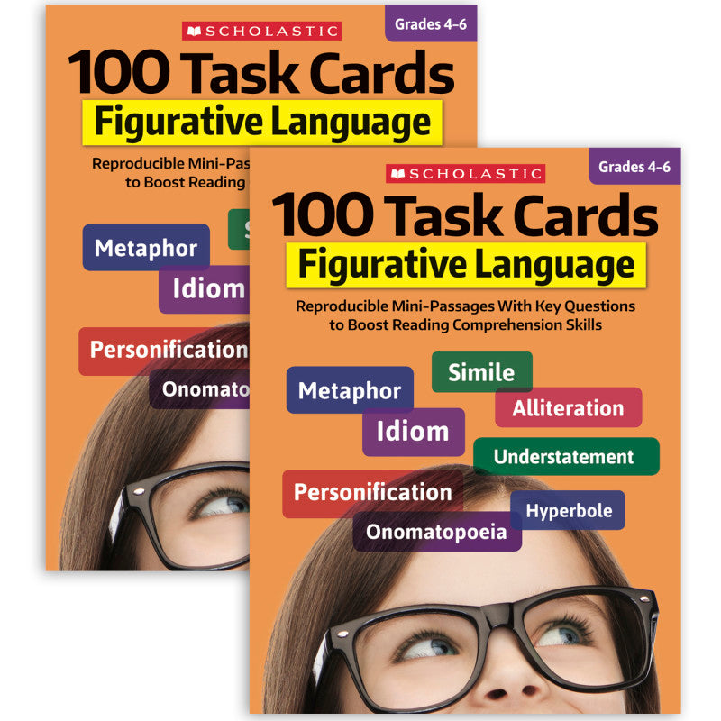SCHOLASTIC TEACHING SOLUTIONS - 100 Task Cards: Figurative Language Activity Book, Pack of 2