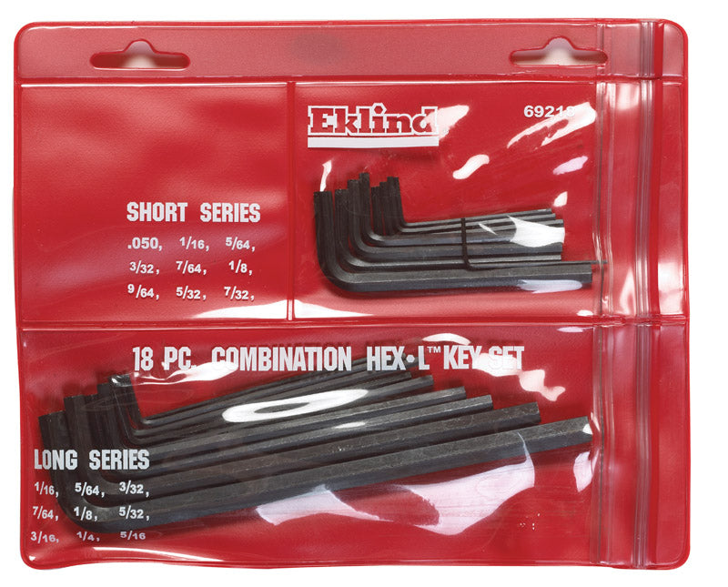 EKLIND - Eklind Assorted SAE Long and Short Arm Hex Key Set 18 pc