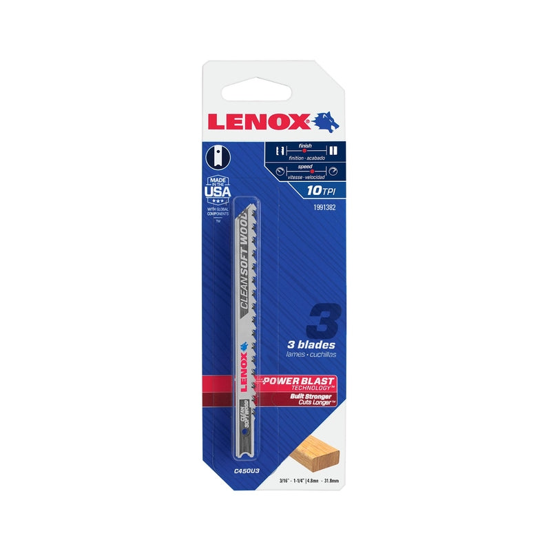 LENOX - Lenox 4 in. Metal U-Shank Clean Wood Jig Saw Blade 10 TPI 3 pk