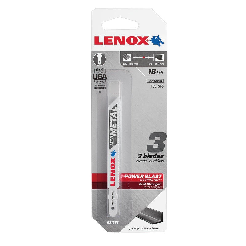 LENOX - Lenox 3-5/8 in. Bi-Metal T-Shank Medium Metal Jig Saw Blade 18 TPI 3 pk