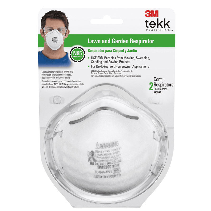 3M - 3M N95 Lawn and Garden Disposable Respirator White 2 pk - Case of 6