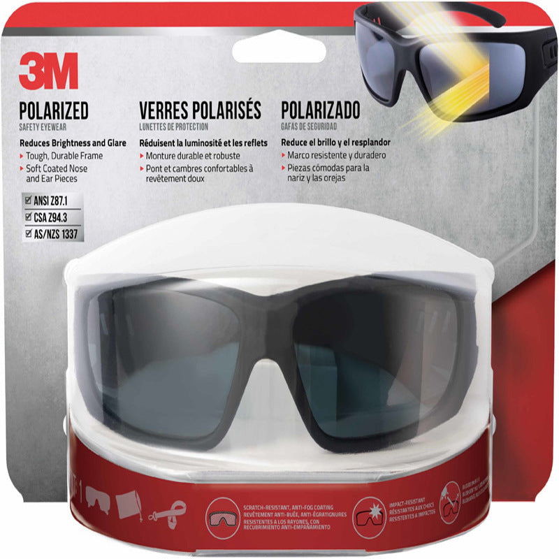 3M - 3M Anti-Fog Polarized Modern/Sleek Impact-Resistant Safety Glasses Black Lens Black Frame 1 pc