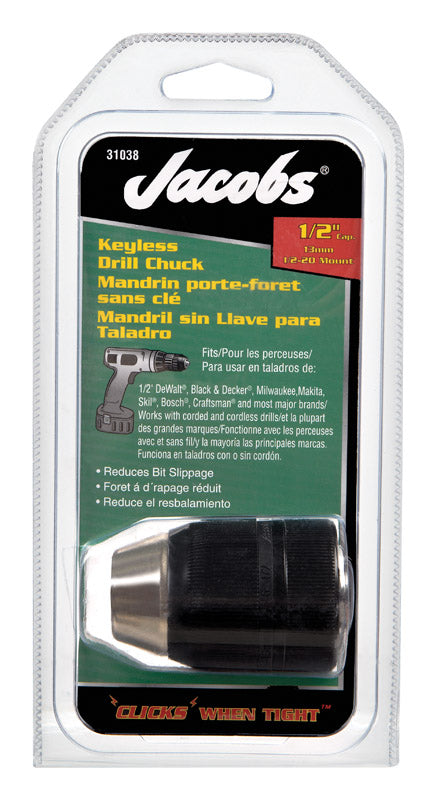 JACOBS - Jacobs 1/2 in. in. Keyless Drill Chuck 1/2 in. 3-Flat Shank 1 pc